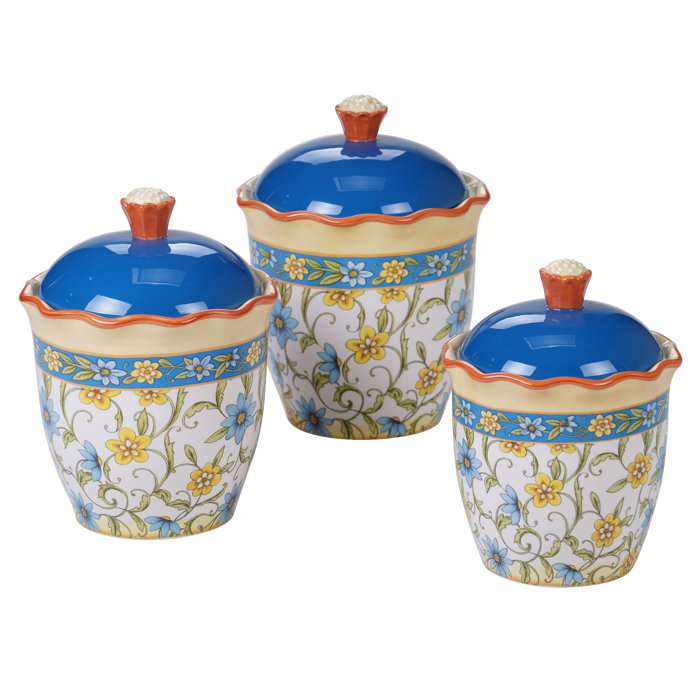 Decorative 3Piece Ceramic Kitchen Canister Sets